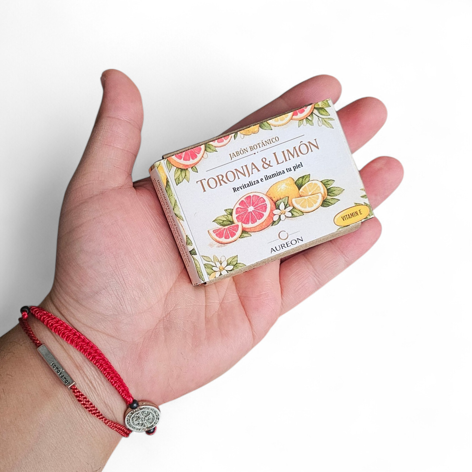 Jabon Botánico Toronja, limón y Aceite de Oliva con Vitamina E y Calendula 100 g [Efecto iluminador y antioxidante]