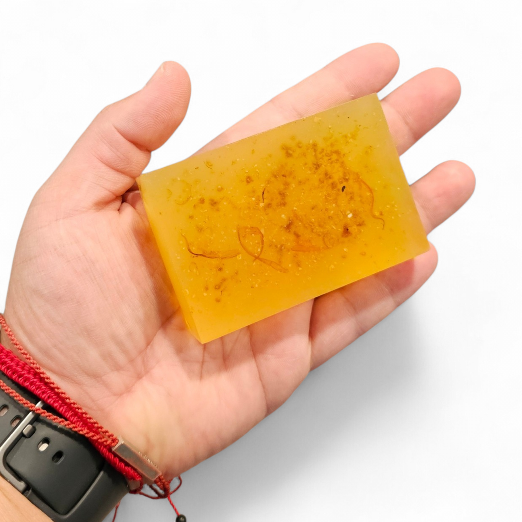 Jabon Botánico Toronja, limón y Aceite de Oliva con Vitamina E y Calendula 100 g [Efecto iluminador y antioxidante]